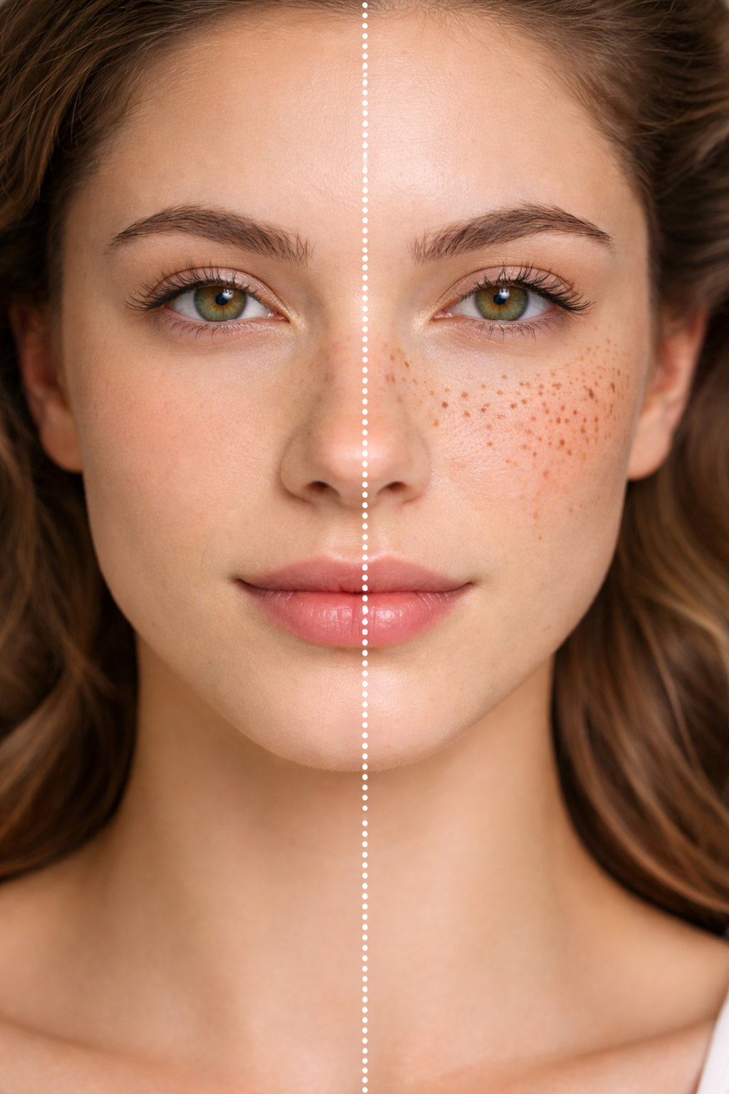 Portrait découpé avec taches de rousseur Avant après fausses taches de rousseur en dermopigmentation à Eysines